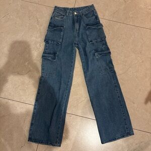 Women's Blue Cargo Jeans